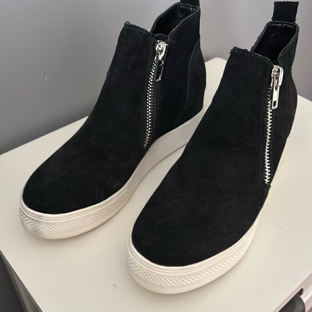 Steve Madden Double Zip Black Suede Boots